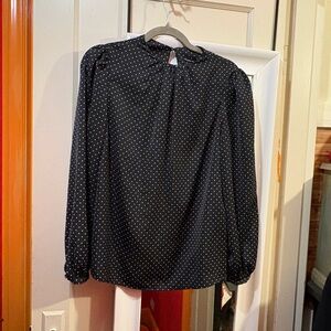 Who What Wear Black Top with White Dots